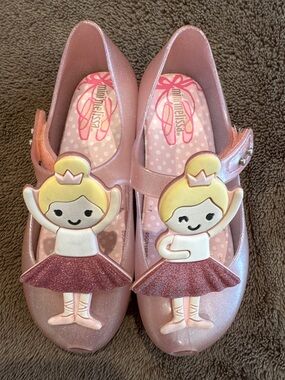 Mini Melissa Pink Glitter Ballerina Mary Jane Shoes scented